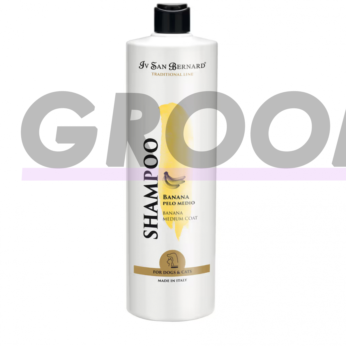 Iv San Bernard Banana Shampoo - bananinis šampūnas šunims su pusilgiais ir šiurkščiais plaukais 1