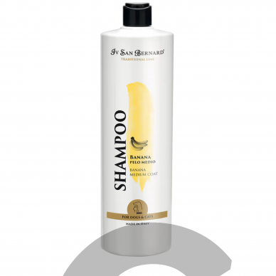 Iv San Bernard Banana Shampoo - bananinis šampūnas šunims su pusilgiais ir šiurkščiais plaukais 1