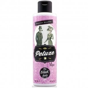 "Petuxe Black Hair Shampoo" - veganiškas šampūnas juodiems ir tamsiems plaukams, skirtas šunims ir katėms - talpa: 200 ml