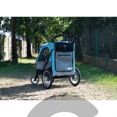 "Petstro" didelis 4 ratų vežimėlis gyvūnams, turkio/pilkos spalvos 5