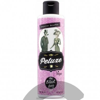 "Petuxe Black Hair Shampoo" - veganiškas šampūnas juodiems ir tamsiems plaukams, skirtas šunims ir katėms - talpa: 200 ml "Petuxe Black Hair Shampoo" - veganiškas šampūnas juodiems ir tamsiems plaukams, skirtas šunims ir katėms - talpa: 200 ml