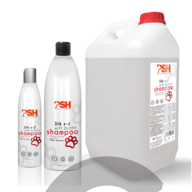 PSH Silk X-2 With Biotin Shampoo - шампунь с биотином и протеинами для собак с длинной шерстью и чувствительной кожей, концентрат 1:4