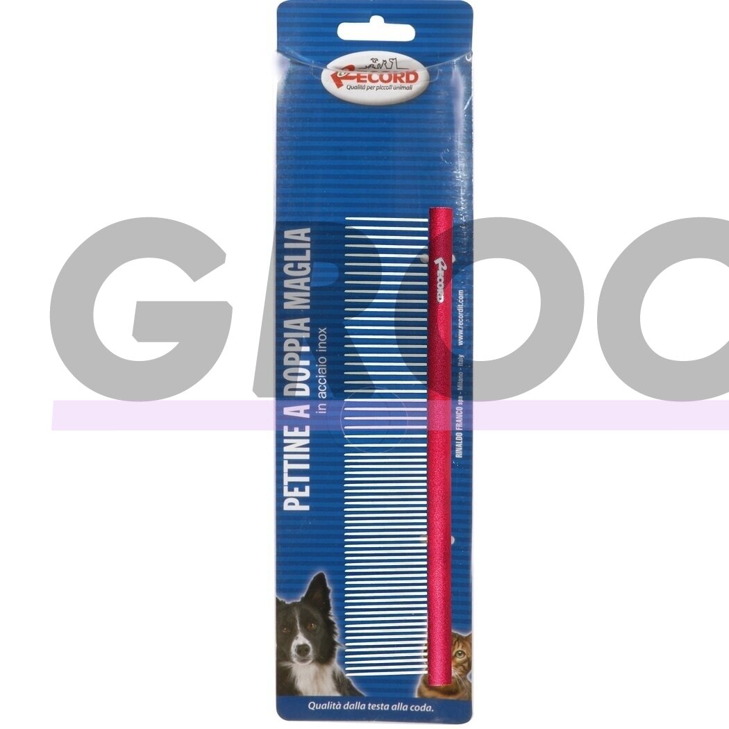Record Medium Metal Comb 20cm - Šukos su aliuminine rankena ir 50/50 mišriais dantų tarpais - raudonos spalvos 1 Record Medium Metal Comb 20cm - Šukos su aliuminine rankena ir 50/50 mišriais dantų tarpais - raudonos spalvos 1