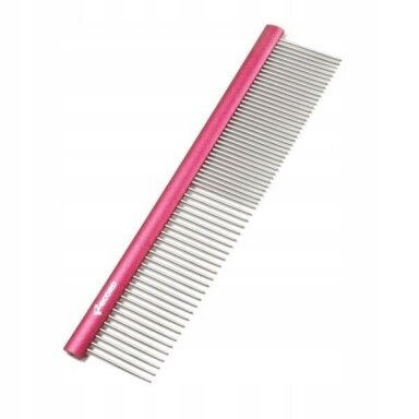 Record Medium Metal Comb 20cm - Šukos su aliuminine rankena ir 50/50 mišriais dantų tarpais - raudonos spalvos Record Medium Metal Comb 20cm - Šukos su aliuminine rankena ir 50/50 mišriais dantų tarpais - raudonos spalvos