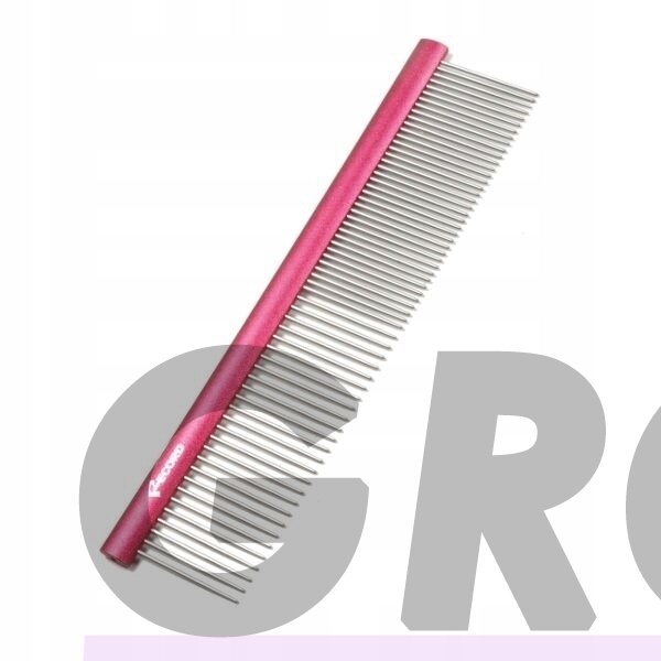 "Record" didelės metalinės šukos 25 cm - šukos su aliuminine rankena ir mišriu 50/50 dantų išdėstymu - spalva: raudona