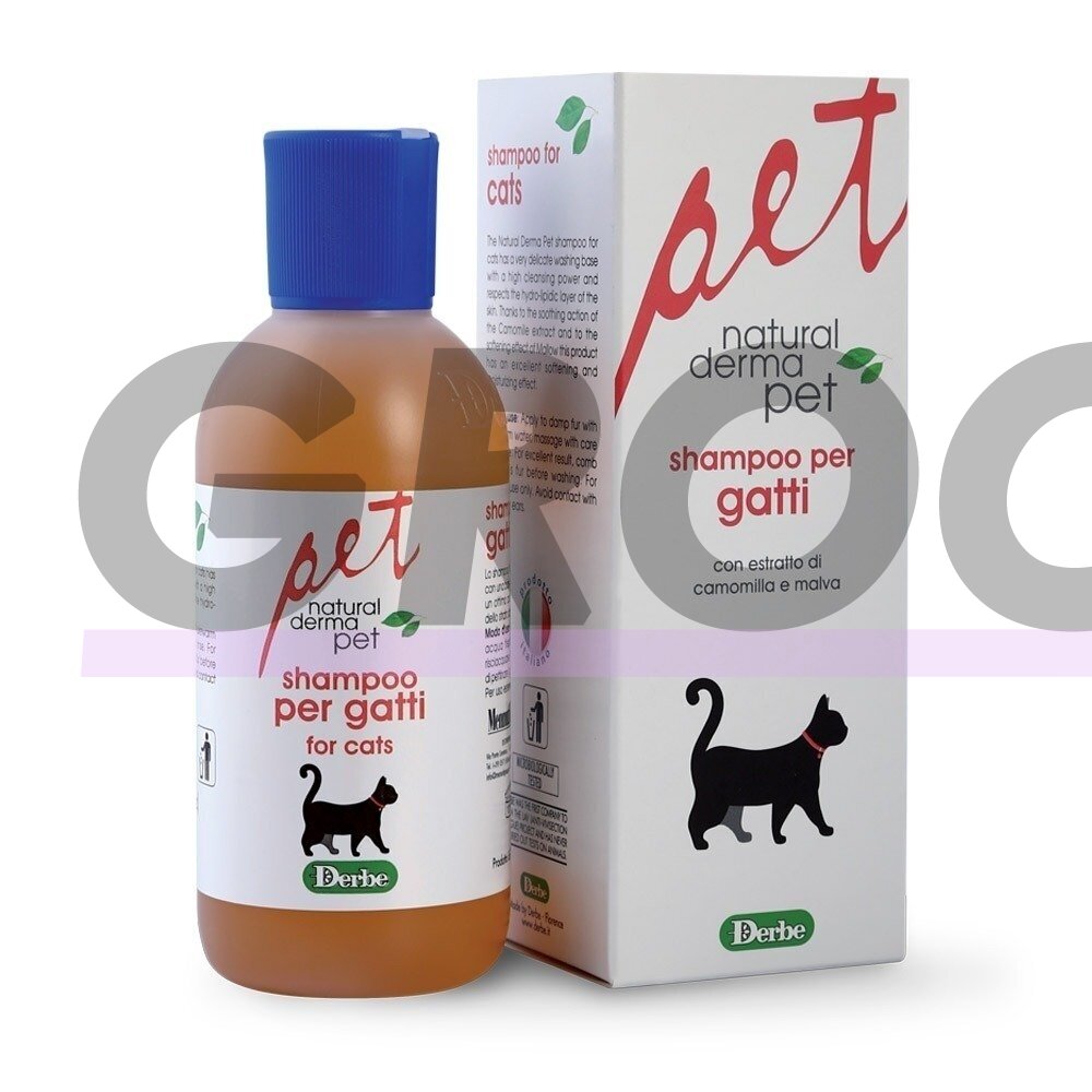Šampūnas katėms - raminantis ir drėkinantis su ramunėlėmis ir malva - 200ml Šampūnas katėms - raminantis ir drėkinantis su ramunėlėmis ir malva - 200ml