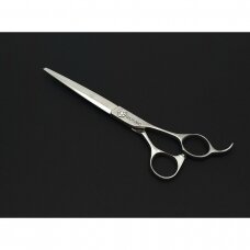 SAMURO  Professional Scissors Straight Matt Convex Blade with Sword 7 - Profesionalios tiesios matinės žirklės gyvūnams