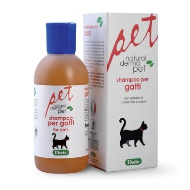 Šampūnas katėms - raminantis ir drėkinantis su ramunėlėmis ir malva - 200ml Šampūnas katėms - raminantis ir drėkinantis su ramunėlėmis ir malva - 200ml