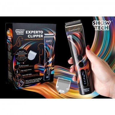 Show Tech Experto Cordless Clipper - belaidė 5 greičių kirpimo mašinėlė su reguliuojamais ašmenimis