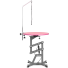 „Shernbao Air Lift Grooming Table“ – kirpimo stalas su 60 cm pasukamu stalviršiu ir pneumatiniu keltuvu, rožinis.
