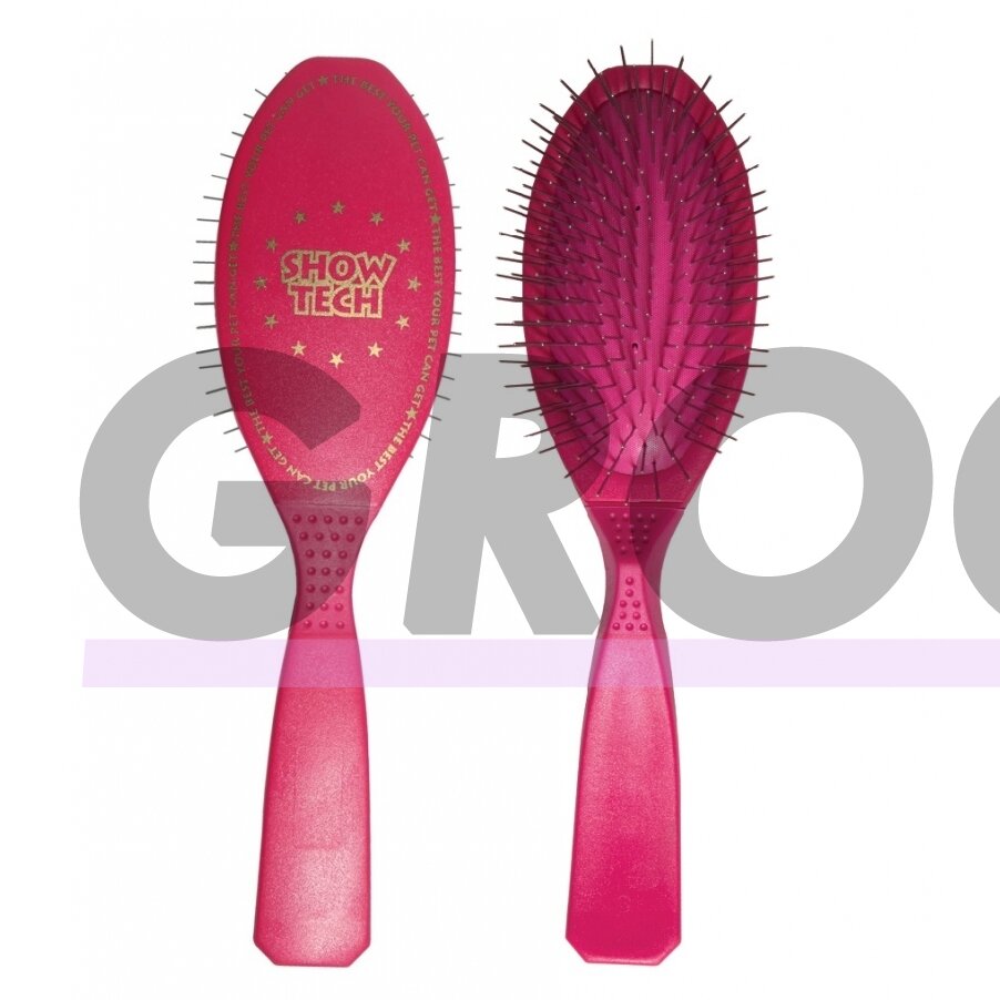 "Show Tech Ultra-Pro Pin Brush Hot Pink" - minkštas rožinis šepetys su metaliniais smeigtukais, didelis