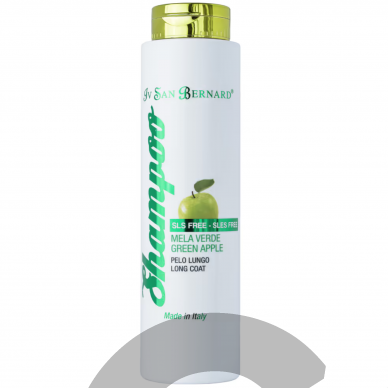 Iv San Bernard SLS Free Green Apple Shampoo - šampūnas su žaliaisiais obuoliais ilgaplaukiams šunims ir katėms, be SLS 1