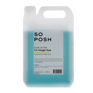 "So Posh Tangle Free Hydrating Detangler Spray" 5L - dviejų fazių iššukavimo priemonė, padedanti iššukuoti susipainiojusius plaukus.