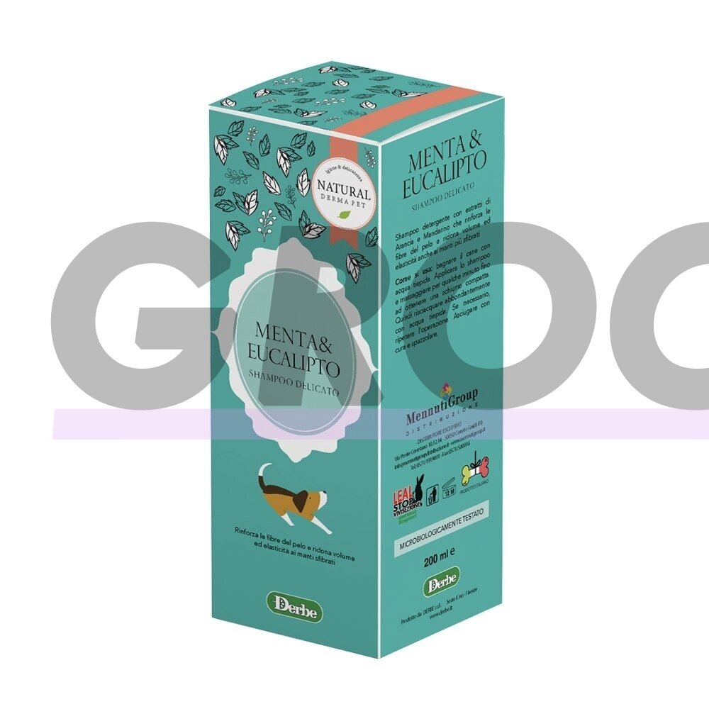 Šunų šampūnas su mėtomis ir eukaliptu - gaivinantis ir valantis, tinka visų tipų kailiui - 200ml