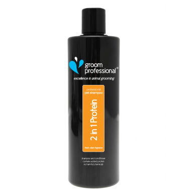 Szampon Groom Professional 2 in 1 Protein Shampoo - šampūnas ir kondicionierius viename. Talpa: 450ml