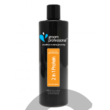Szampon Groom Professional 2 in 1 Protein Shampoo - šampūnas ir kondicionierius viename. Talpa: 450ml