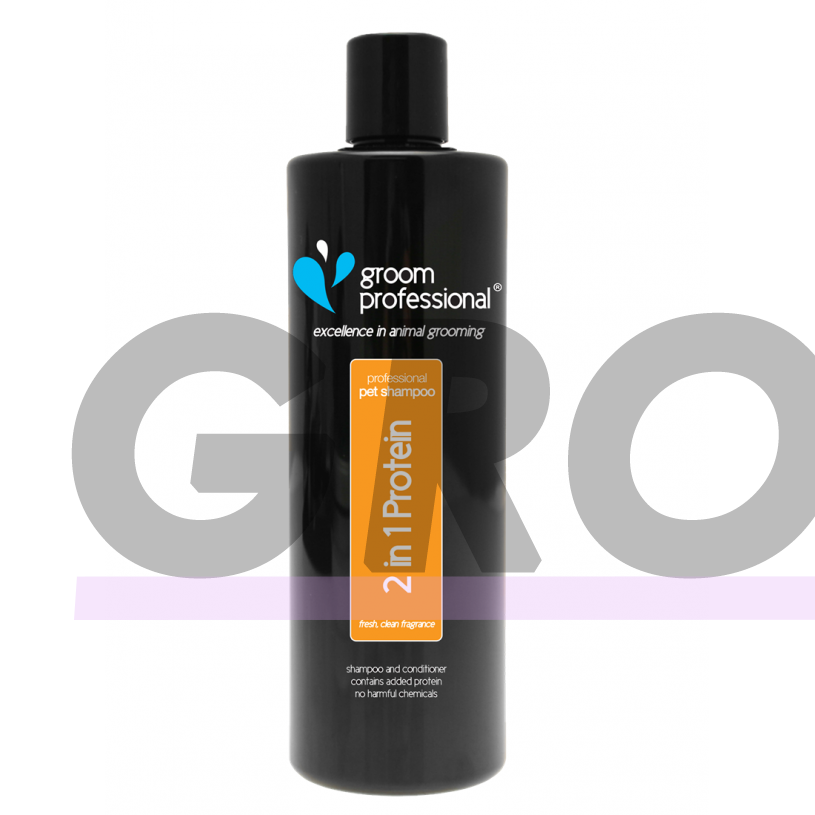 Szampon Groom Professional 2 in 1 Protein Shampoo - šampūnas ir kondicionierius viename. Talpa: 450ml