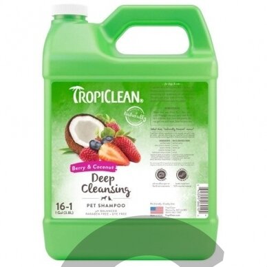 Tropiclean Deep Cleansing Berry & Coconut Pet Shampoo - giliai valantis šampūnas šunims ir katėms 1