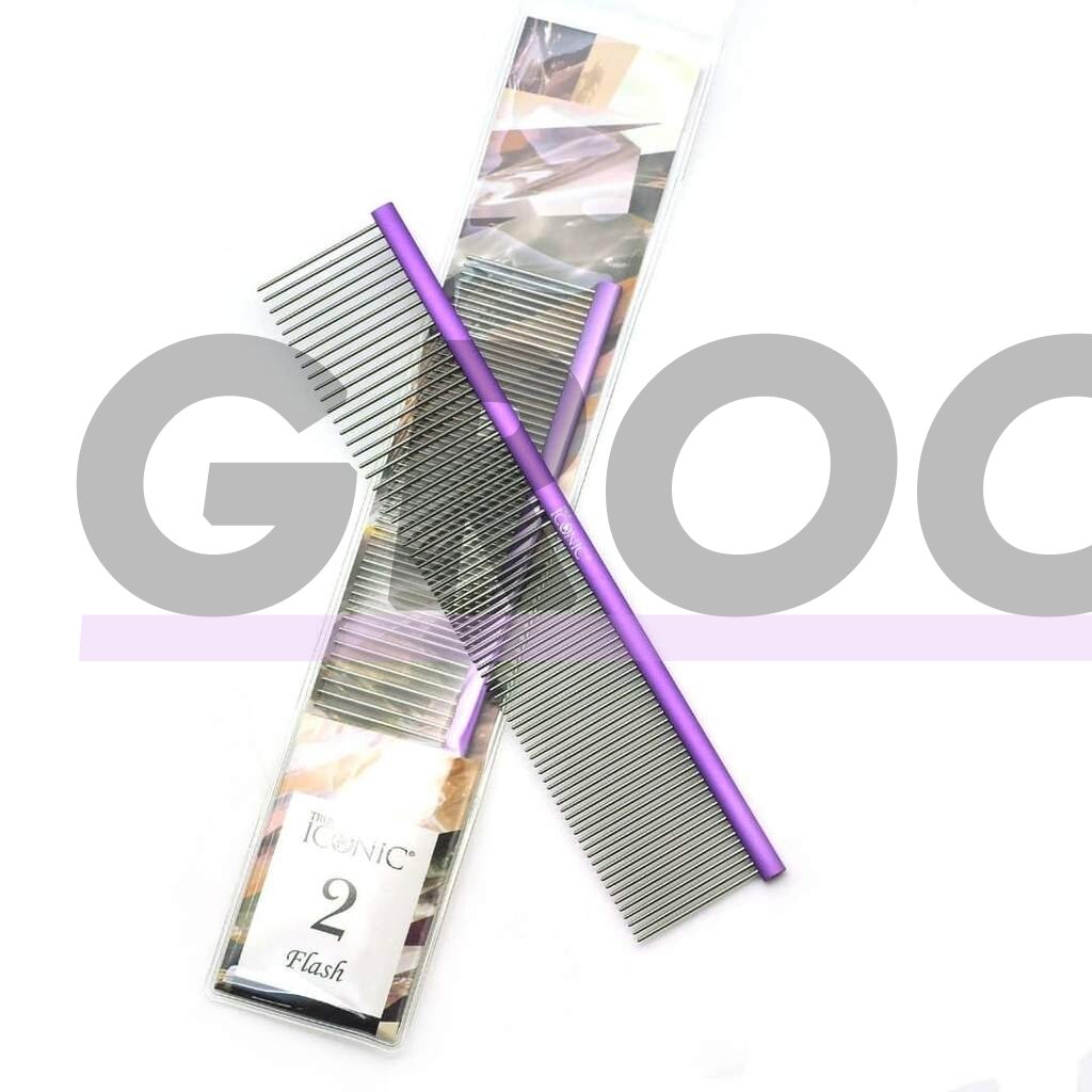 "True Iconic Flash Anti-static" 19 cm šukos - profesionalios, metalinės šukos su 50/50 antistatiniais dantukais, rankų darbo 1 "True Iconic Flash Anti-static" 19 cm šukos - profesionalios, metalinės šukos su 50/50 antistatiniais dantukais, rankų darbo 1
