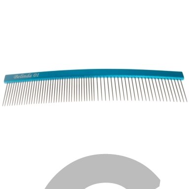 Trim Belinda 01 19 cm - lenktos šukos su aliuminine rankena ir 50/50 mišriu dantų išsidėstymu