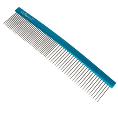Trim Belinda 01 19 cm - lenktos šukos su aliuminine rankena ir 50/50 mišriu dantų išsidėstymu