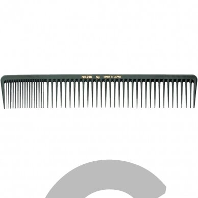 "Utsumi BW Carbon #298" šukos 25 cm - profesionalios aukščiausios kokybės anglies pluošto šukos su mišriais tarpais tarp dantų - Juoda spalva