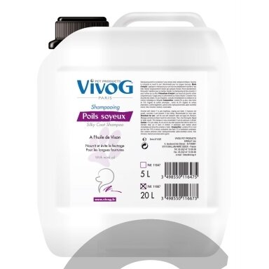 Vivog Poils Soyeux - šampūnas su audinės aliejumi ir vitaminu F - Talpa: 20L Vivog Poils Soyeux - šampūnas su audinės aliejumi ir vitaminu F - Talpa: 20L