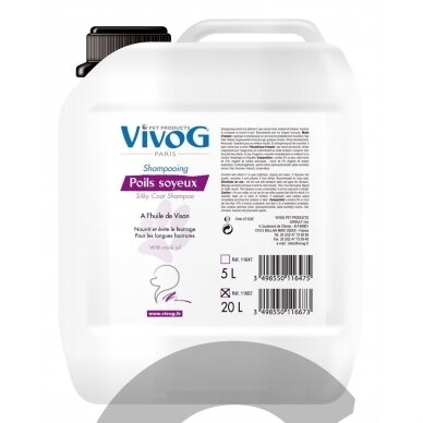 Vivog Poils Soyeux - šampūnas su audinės aliejumi ir vitaminu F - Talpa: 20L Vivog Poils Soyeux - šampūnas su audinės aliejumi ir vitaminu F - Talpa: 20L