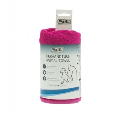 Wahl Dog Towel 61x61cm - minkštas, rožinis rankšluostis su medvilnės ir bambuko pluoštais