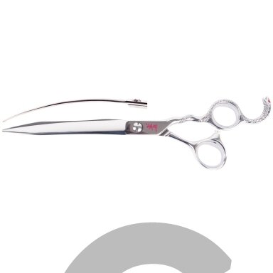 Yento Cobra Curved Scissor 8 "- aukščiausios kokybės, profesionalios rankomis lenktos žirklės, kaltos su kobaltu, dekoratyvinė rankena