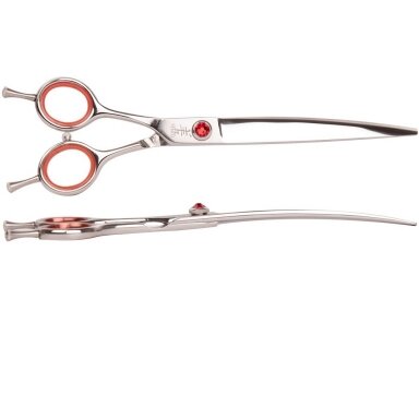 Yento Prime Left Curved Scissors 7,5" – profesionalios japoniško plieno lenktos žirklės, skirtos kairiarankiams