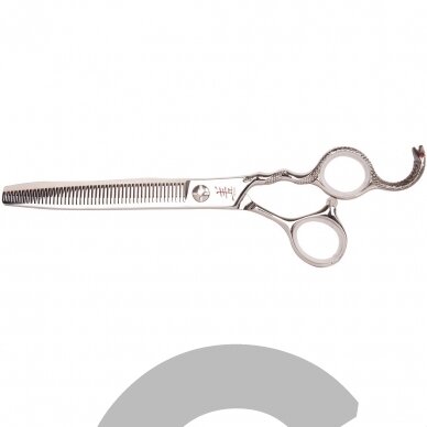 Yento Cobra Thinning 7 "- aukščiausios kokybės profesionalios vienpusės filiravimo žirklės su kobalto 48 dantukais, dekoratyvine rankena 1 Yento Cobra Thinning 7 "- aukščiausios kokybės profesionalios vienpusės filiravimo žirklės su kobalto 48 dantukais, dekoratyvine rankena 1