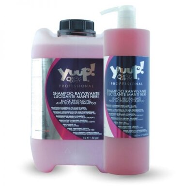 Yuup! Black Revitalising & Glossing Shampoo - maitinamasis, juodam ir tamsiam kailiui blizgesį suteikiantis, šampūnas. Talpa: 250mL Yuup! Black Revitalising & Glossing Shampoo - maitinamasis, juodam ir tamsiam kailiui blizgesį suteikiantis, šampūnas. Talpa: 250mL