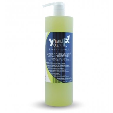 Yuup! Professional Purifying Shampoo - universalus valomasis šampūnas visų tipų kailiams. Talpa: 1L Yuup! Professional Purifying Shampoo - universalus valomasis šampūnas visų tipų kailiams. Talpa: 1L