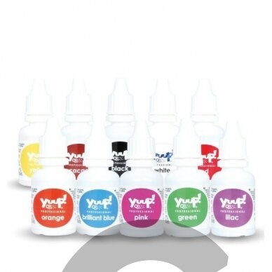 Yuup! Colors Grooming Airbrush 10x20ml - 10 airbrush dažų rinkinys Yuup! Colors Grooming Airbrush 10x20ml - 10 airbrush dažų rinkinys