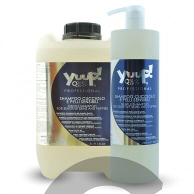 Yuup! Professional Gentle Shampoo - ypač švelnus šampūnas šuniukams ir alergiškiems bei turintiems jautrią oda šunims. Talpa: 5L