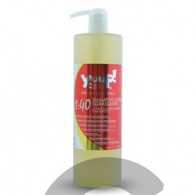 Yuup! Professional Ultra Degreasing Shampoo - profesionalus, efektyviai nuriebalinantis, šampūnas kruopščiam kailio valymui. Talpa: 1L