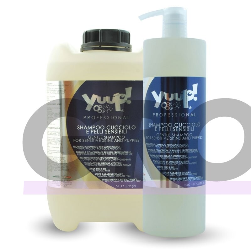 Yuup! Professional Gentle Shampoo - ypač švelnus šampūnas šuniukams ir alergiškiems bei turintiems jautrią oda šunims. Talpa: 5L Yuup! Professional Gentle Shampoo - ypač švelnus šampūnas šuniukams ir alergiškiems bei turintiems jautrią oda šunims. Talpa: 5L