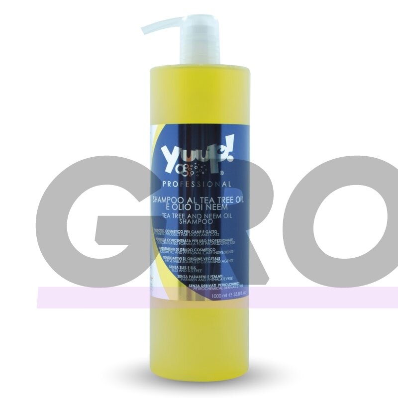 Yuup! Professional Tea Tree and Neem Oil Shampoo - profesionalus šampūnas, atbaidantis blusas, erkes ir kitus vabzdžius. Talpa: 1L